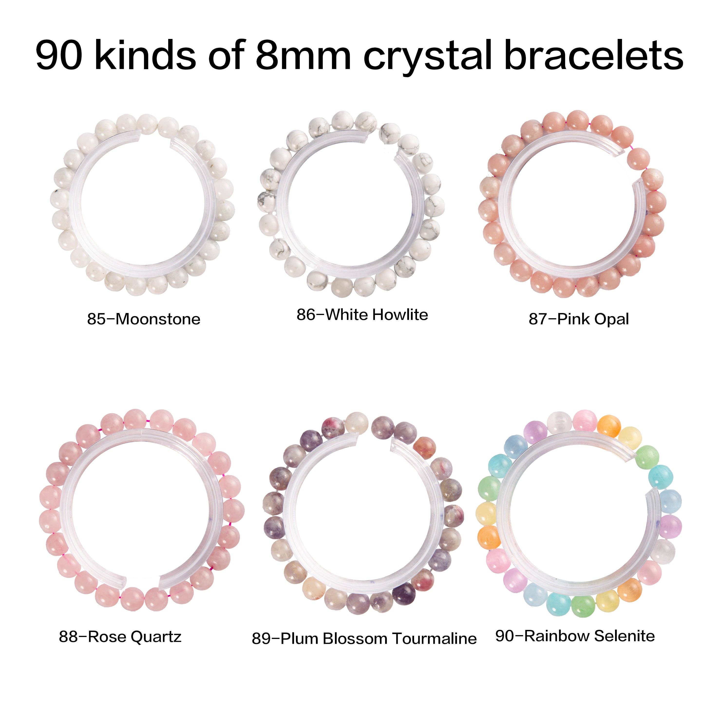 YYDIYcrystal - Vente Bracelet de perles - Bracelet en cristal 8mm 2 pièces, bijou en perles de pierres précieuses,13