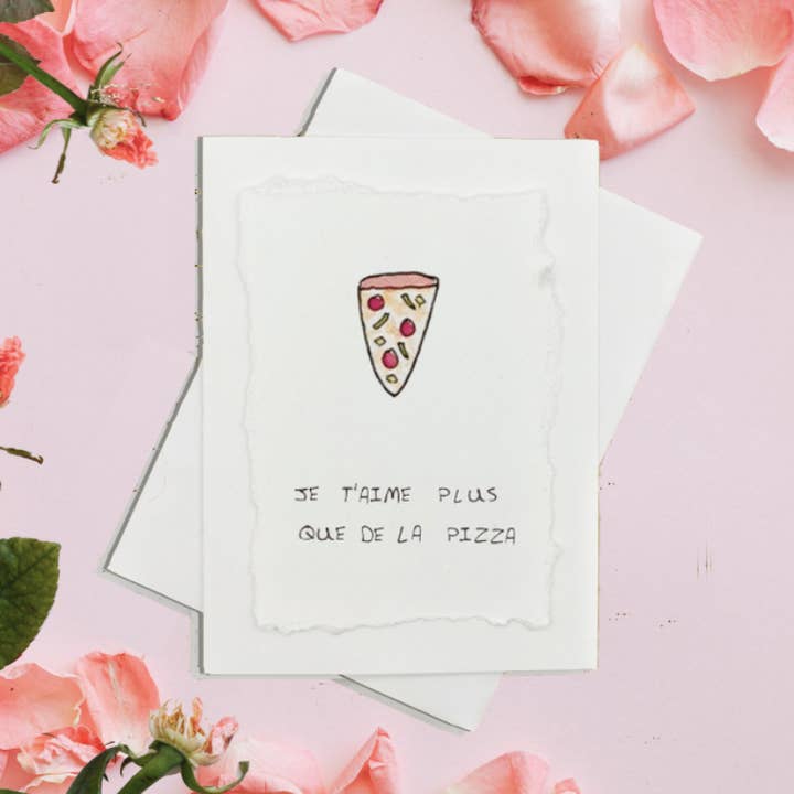 Je T'aime Autant Que De La Pizza (FR Carte Peinte à la Main) for wholesale by Irony Art