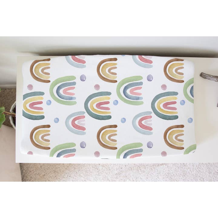 Changing Pad Cover - Blue Rainbow for wholesale by Honey Lemonade- Minky Baby Blankets and Gifts