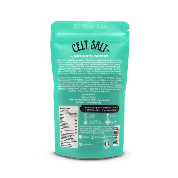 Celt Salt By Nature's Pantry - Wholesale Salt - Celtic Sea Salt, Fine Ground - 1/2 lb (8 oz) Resealable Bag