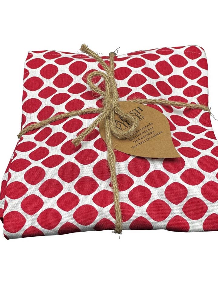 theedoek bundel polka dots rood 2 stuks voor wholesale door Danishville
