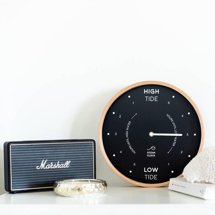 Ocean Clock - Wholesale Wall Clock - Black wooden tide clock