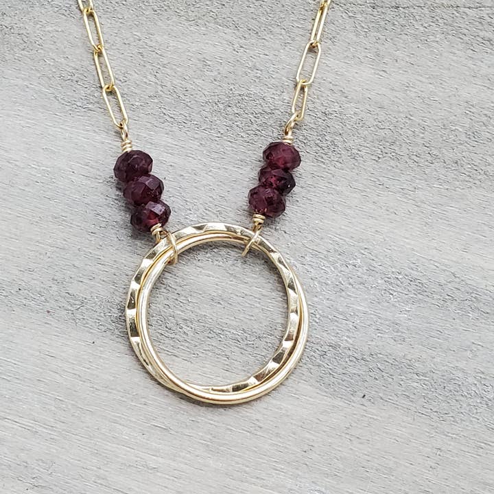 Garnet Ring Necklace for wholesale by Tela Bella Jewelry