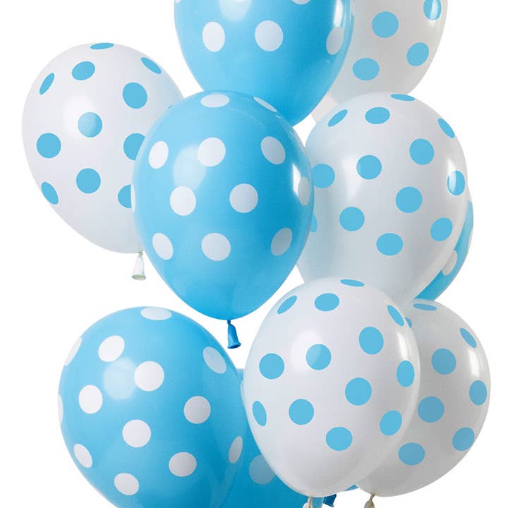 Ballons Polka Dots Bleu-Blanc 30cm - 12 pièces pour la vente par Folat BV