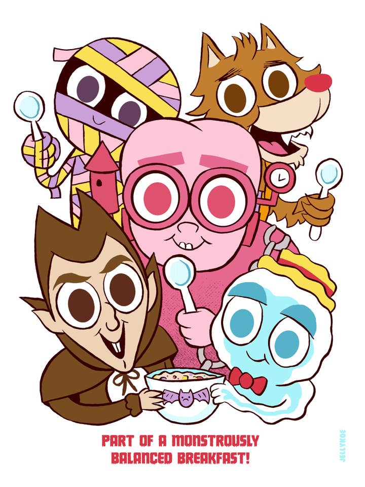 "Monster Breakfast" 12 X 16 limited edition poster for wholesale by Jellykoe