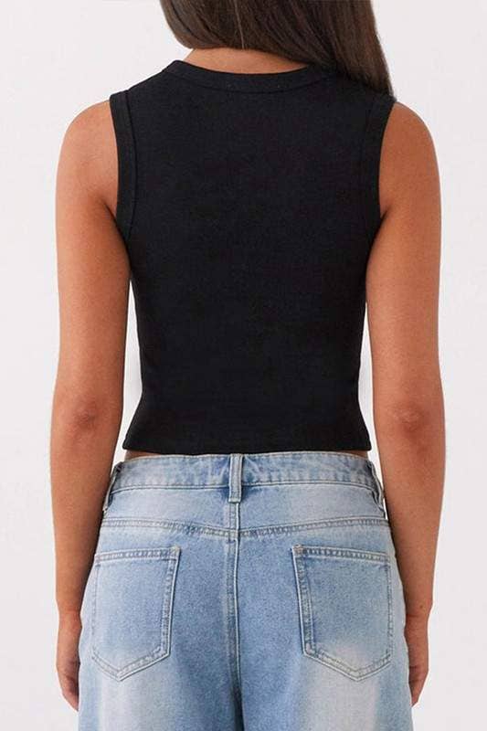 Fashion Combination - Wholesale Knit Sweater - Women's - sleeveless button front crop9