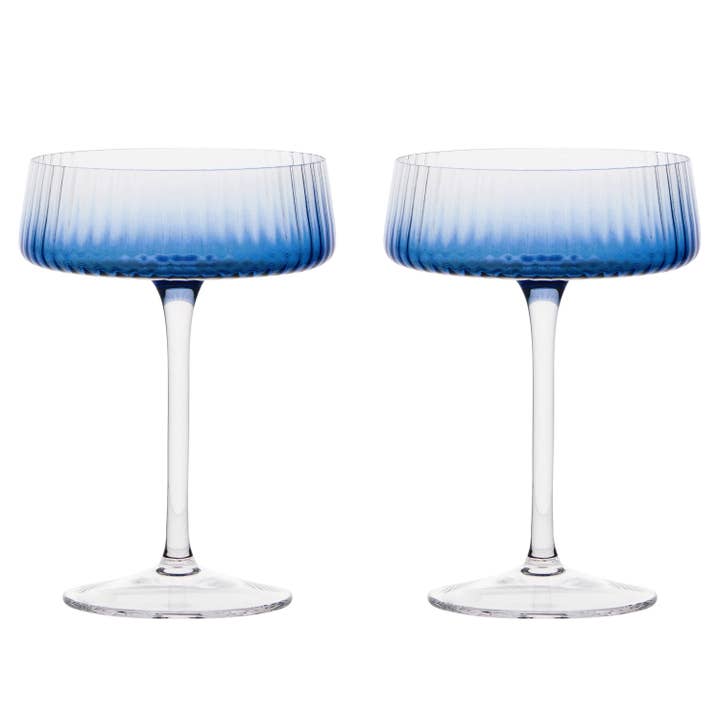 The DRH Collection BV - Wholesale Cocktail/Liquor Glass - Set of 2 Empire Blue Champagne Coupe Glasses1