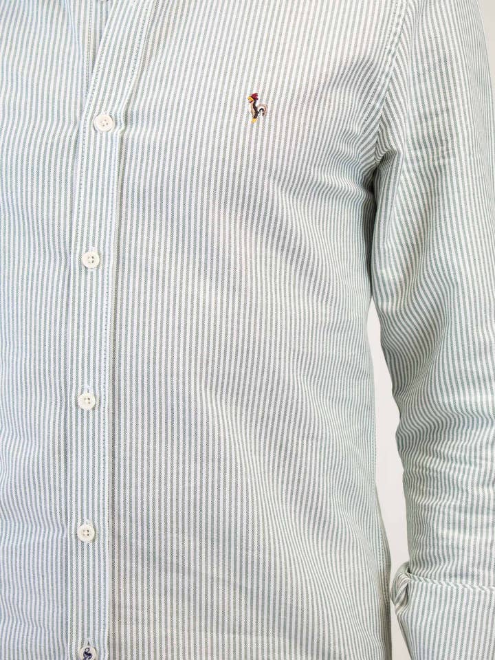 Dunkelgrün gestreiftes Oxford-Hemd für den Großhandel von Patadegayo