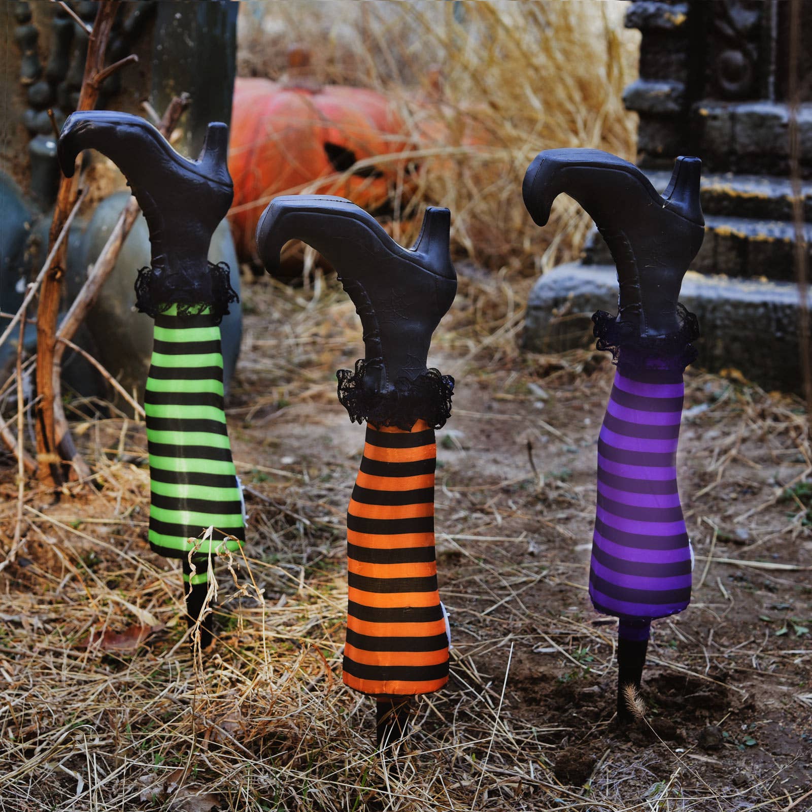 Fun Little Toys – wholesale Outdoor ornament/decor – 3 PCs Halloween Witch Leg Lights2