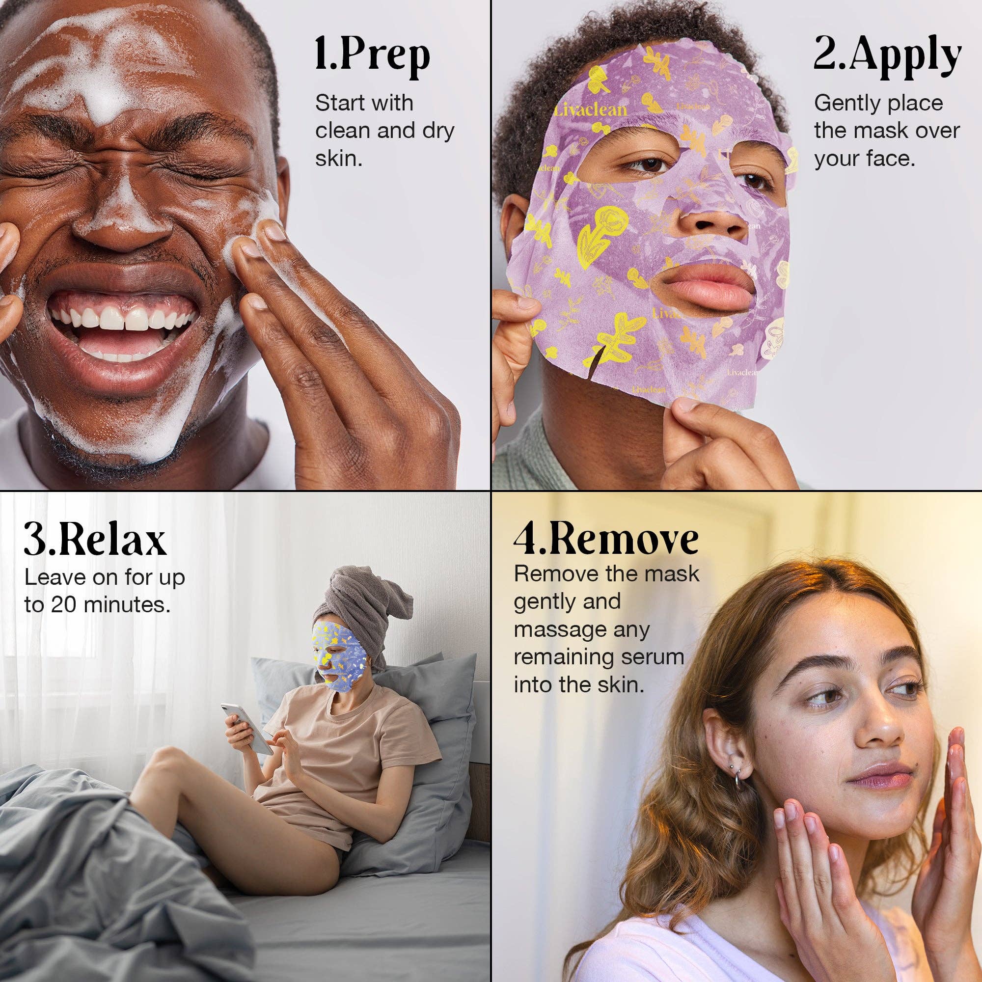 Livaclean - Wholesale Skincare Face Mask - 12 ct Collagen Face Mask with Superfoods7