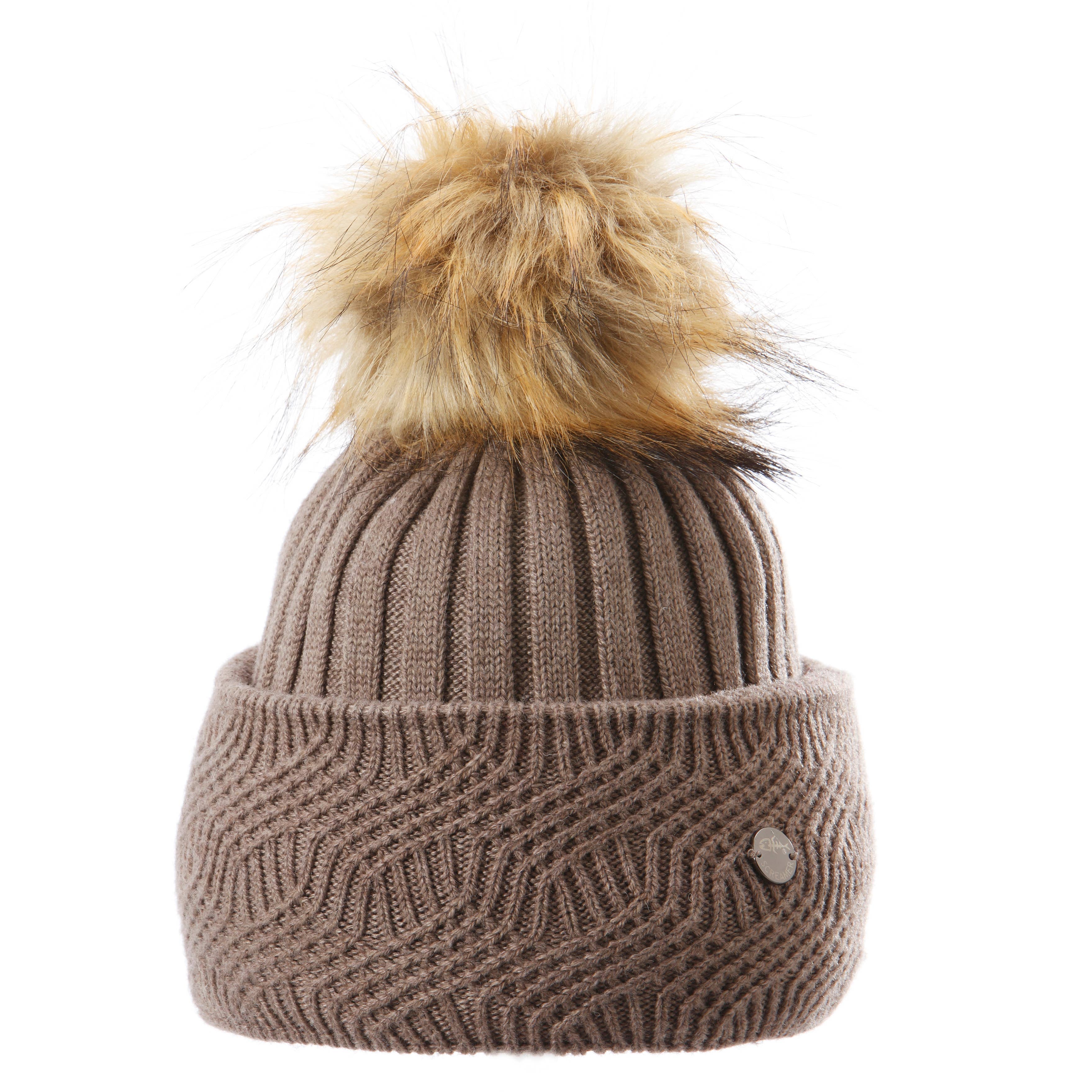 Screamer - Wholesale Beanie - Women's - Chloe Embellished Cuffed Beanie with Faux Fur Pom0