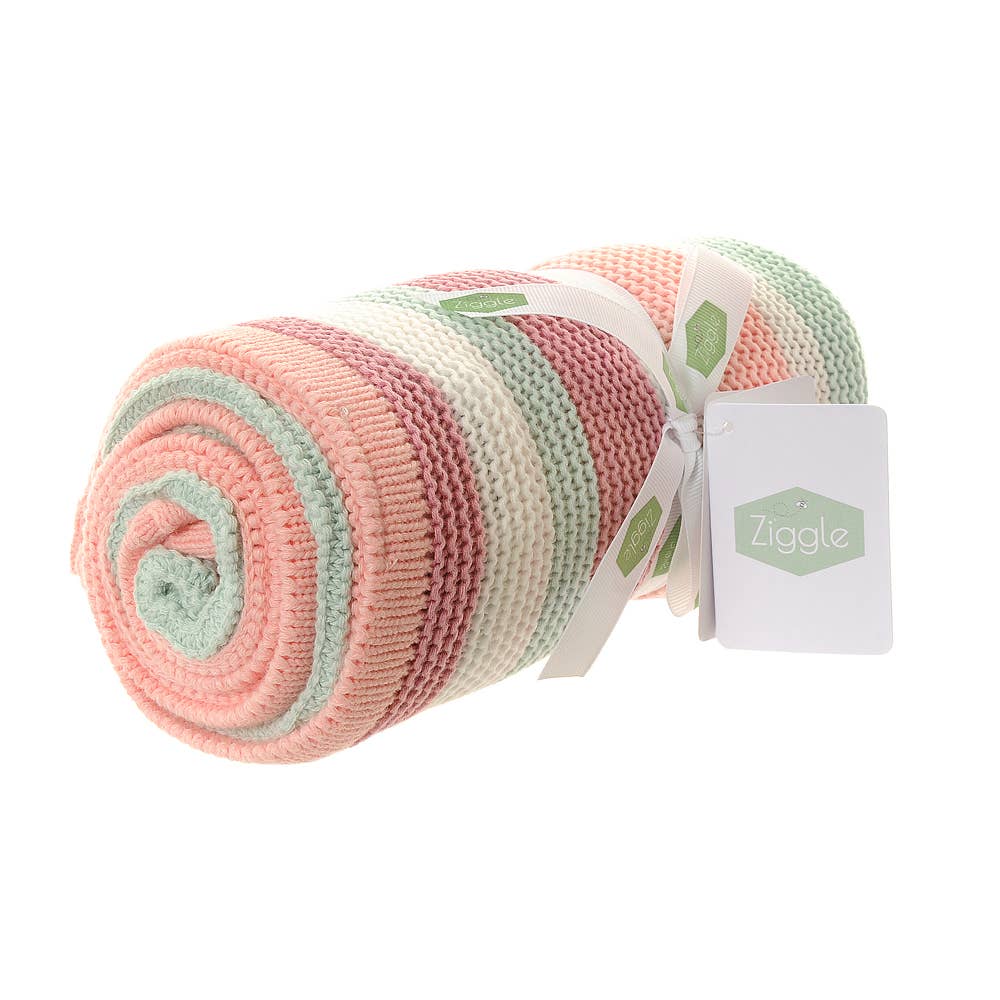 Ziggle Baby - Wholesale Bedding Blanket - Kids & Baby - Pink, White, Green Stripes Blanket1