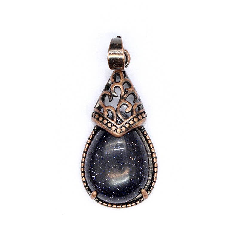 Mio Queena - Wholesale Individual Charm/Pendant - Drop-shaped Natural Stone Bronze Charms (Single Pendant) -CS21