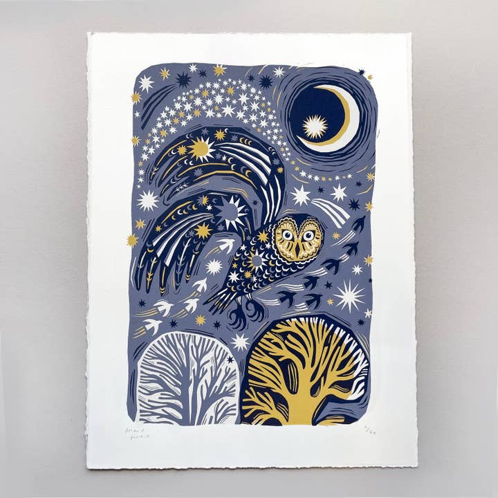 Folded Forest – wholesale Art print – Midnight Owl - Limited Edition Screen Print4