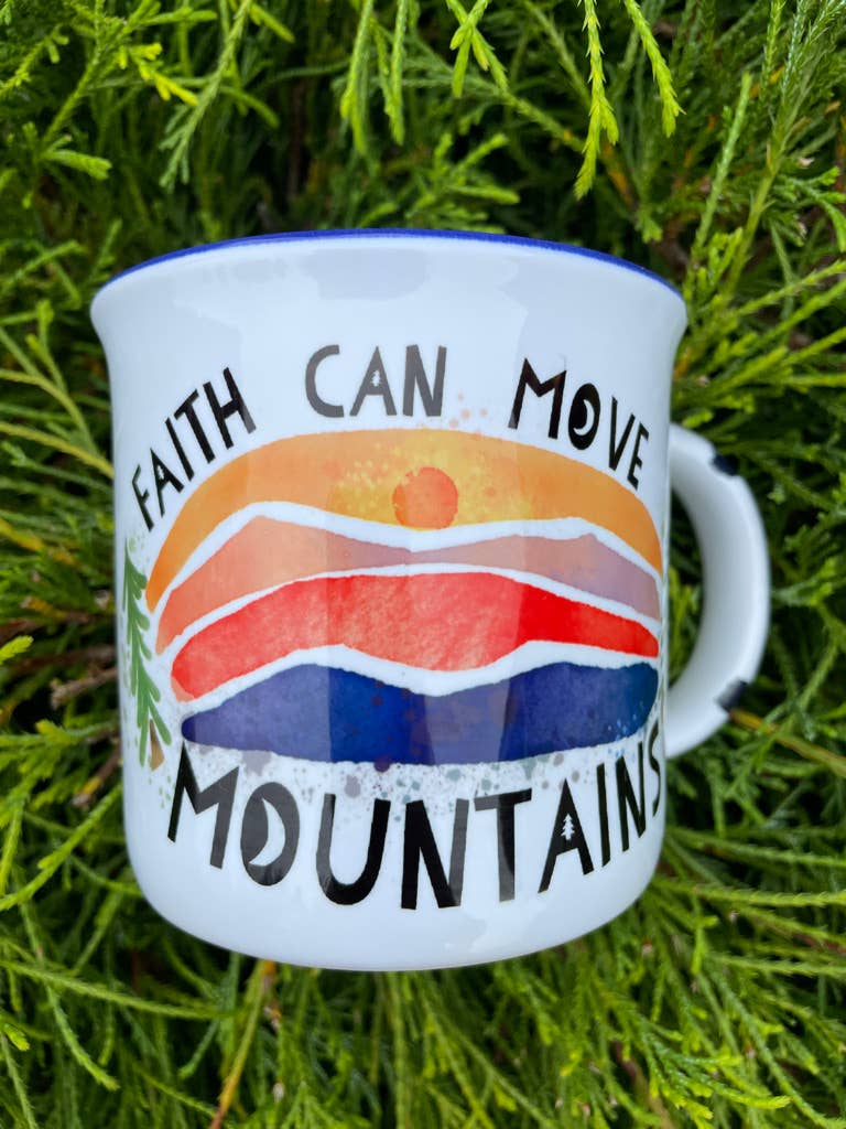 Sweetgum Studio - Wholesale Coffee Mug - Stoneware Distressed Mug with Blue Trim 14 oz.33