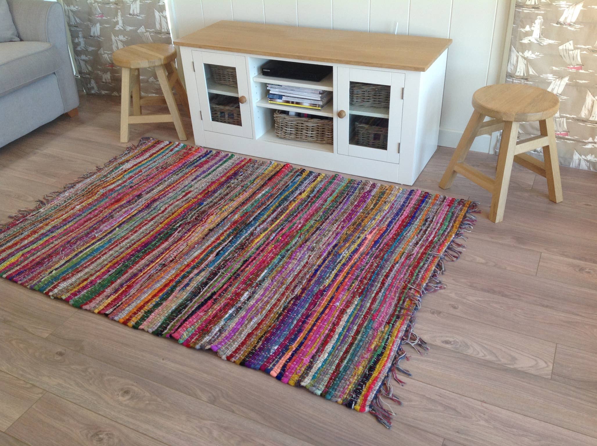 Second Nature Online - Venta al por mayor Alfombra pequeña - Alfombra de trapo SHANTI Shabby Chic, multicolor, diseño de tejido plano6