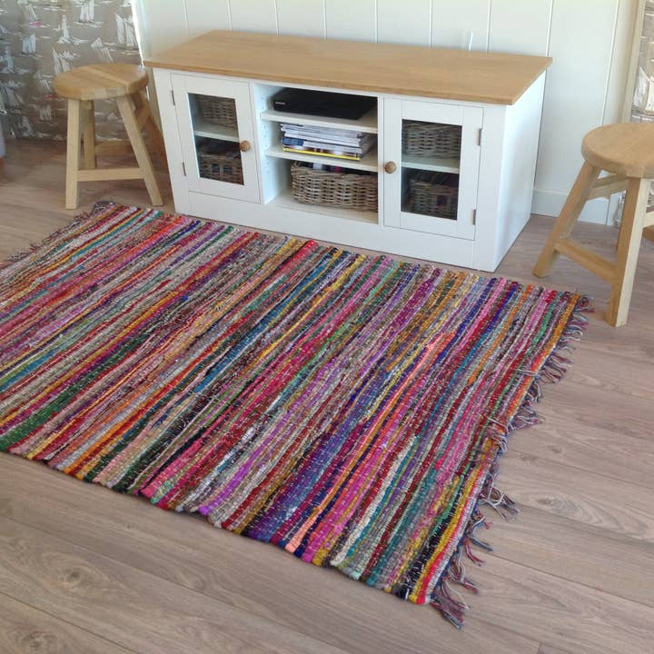 Second Nature Online - Venta al por mayor Alfombra pequeña - Alfombra de trapo SHANTI Shabby Chic, multicolor, diseño de tejido plano6