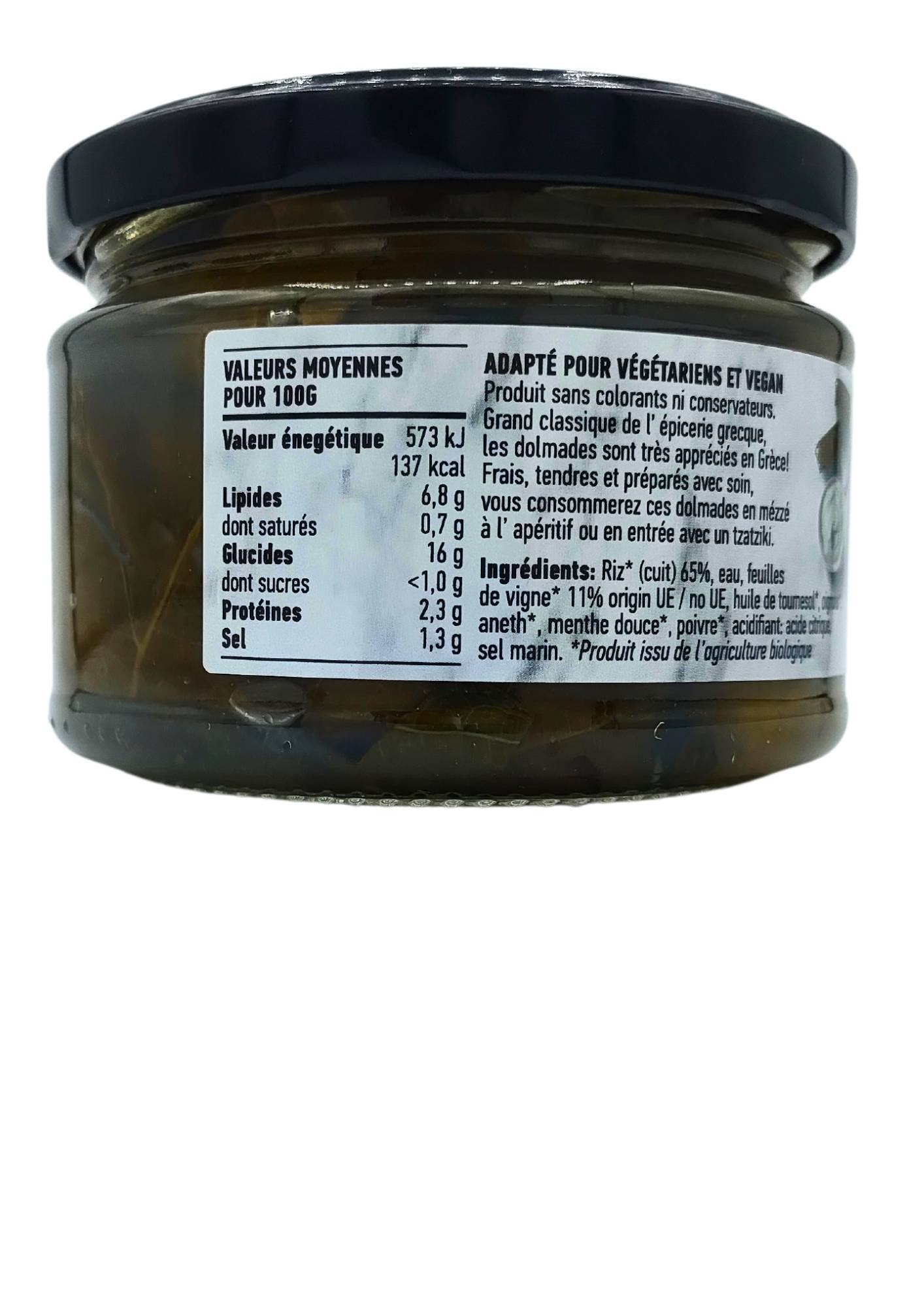Helene Delices Grecs - Wholesale Pickled Vegetables - Organic Vine Leaves Stuffed with Rice - Dolmades - 250g -1