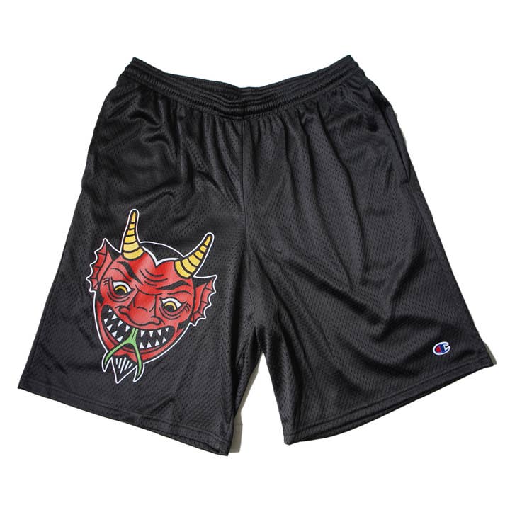 Red Devil Champion Mesh Shorts for wholesale by Stuntin Goods
