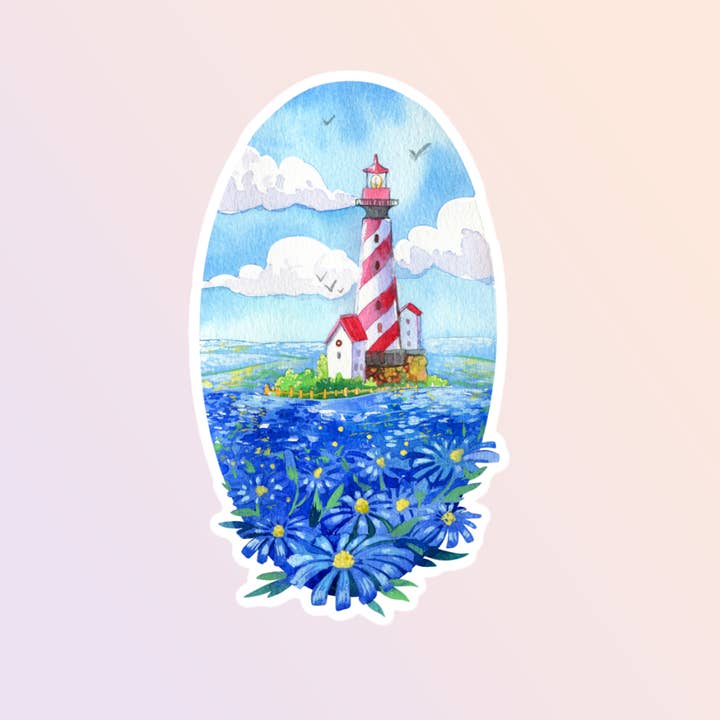 Sorry Not Sorry Co - Wholesale Sticker - Watercolor Lighthouse Sticker, Aesthetic Stickers