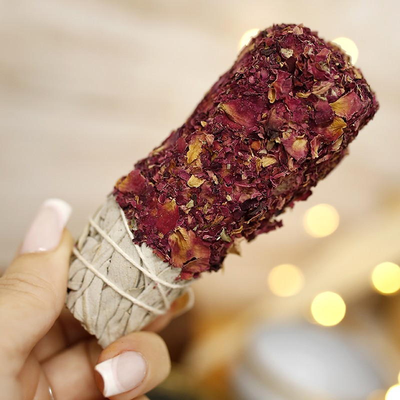 Ethike.eu - Wholesale Wierook - Rozenbundel 10 cm met witte salie1