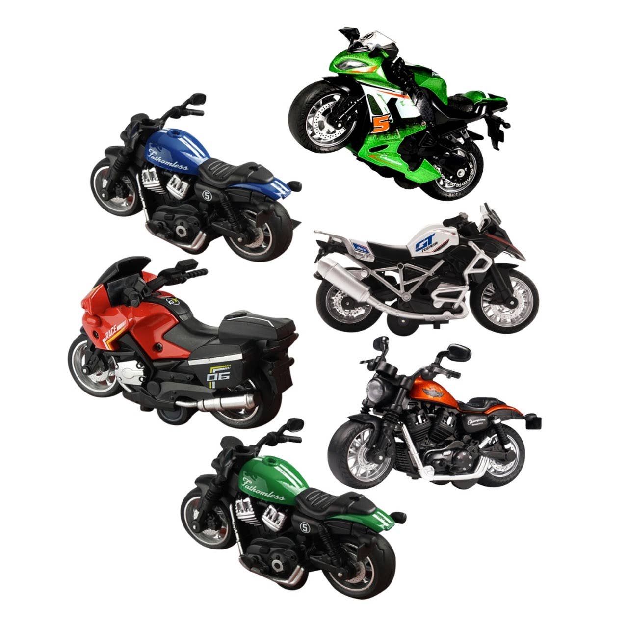 K & S WHOLESALE INC – wholesale Leksaksbil/Lastbil - Barn – Gjutna dragspelsmotorcyklar i displayer, 48 st1