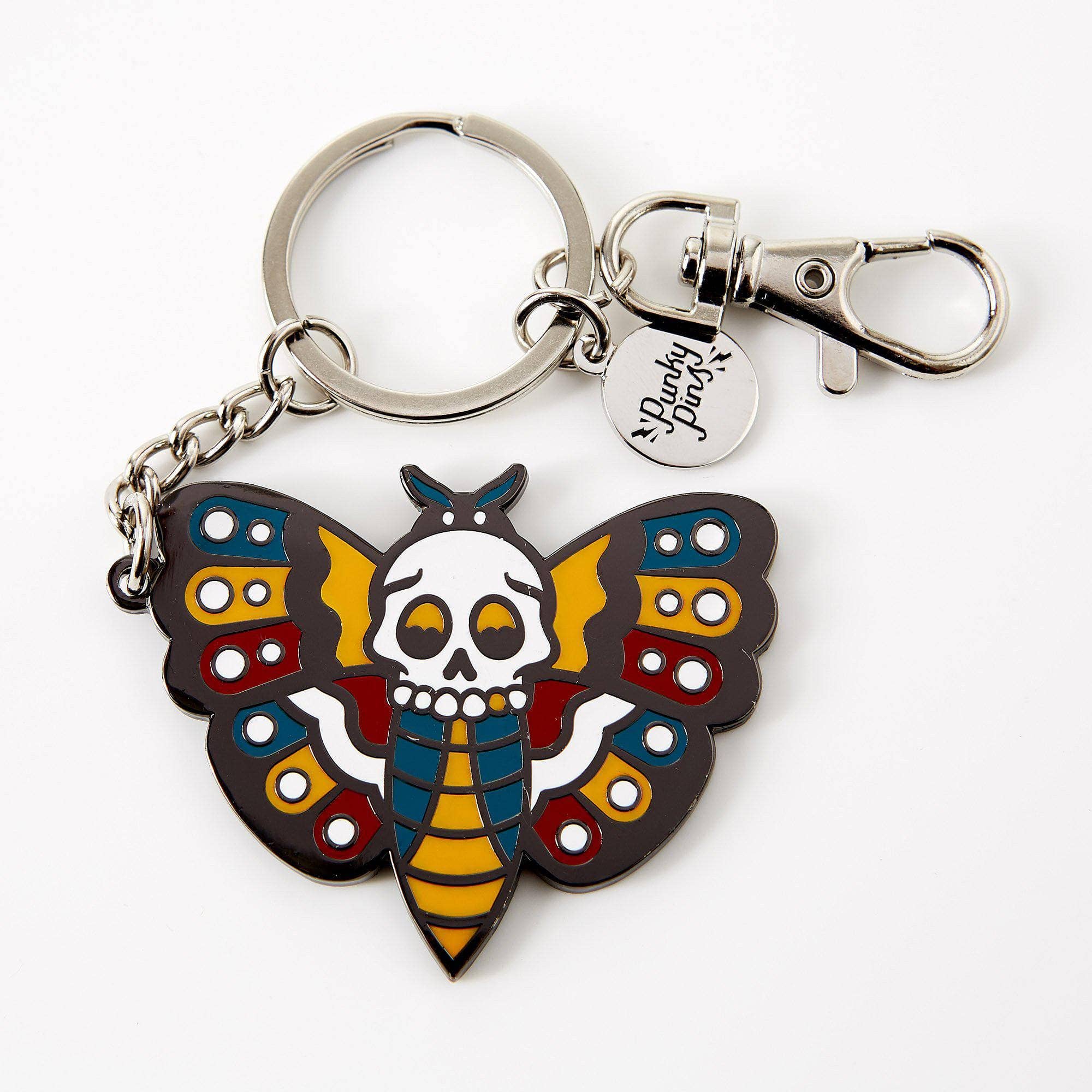 Punky Pins – wholesale Keychain – Unisex – Death Head Moth Tattoo Enamel Keyring1