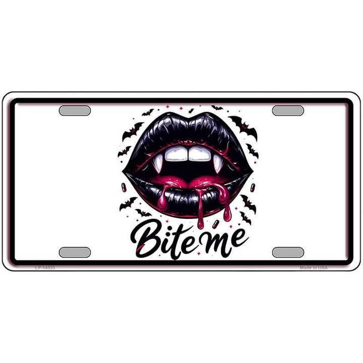 Bite Me Novelty Metal License Plate LP-14533 for wholesale by Smart Blonde