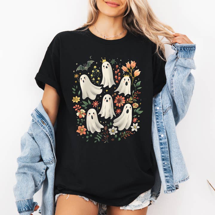 Fantasmas Florales Halloween Coqueta Femenina Otoño, Camiseta para venta al por mayor de Refinery Number One LLC