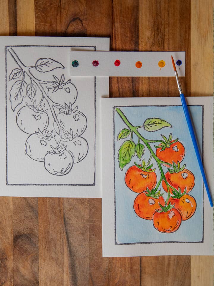 5X7 Tomaten DIY Aquarel Kunst Kaart Kit voor wholesale door Ashes & Arbor