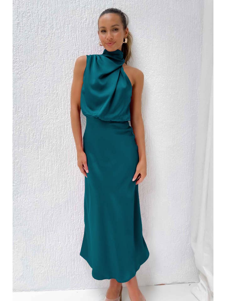 Sweetkama - Wholesale Dress - Women's - Ladies Eleganr Sleeveless Satin Midi Dress GQQT47