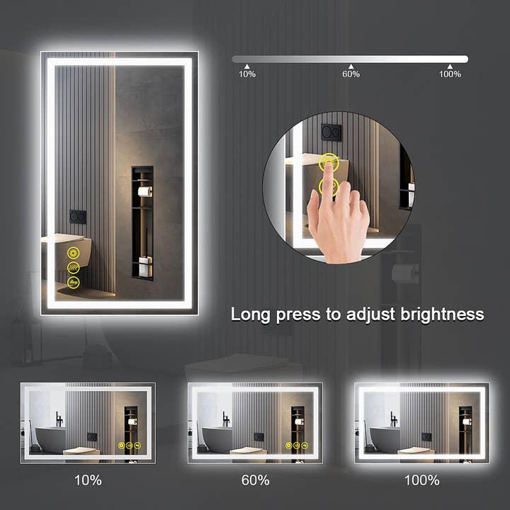 Brio Lighting - Wholesale Bathroom Mirror - GlareGuard 24x40" Anti-Fog Backlit LED Bathroom Mirror6