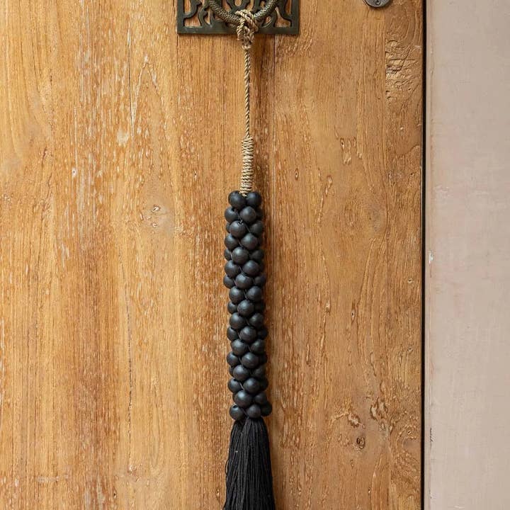 Bazar Bizar Living - Wholesale Decorative Tassel/Wall Drop - The Wooden Beads with Cotton Tassel - Black1