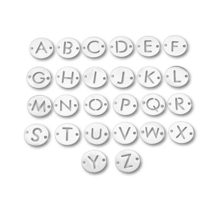 Initial Silver Letter Connector Charm for wholesale by Love, Paige Designs