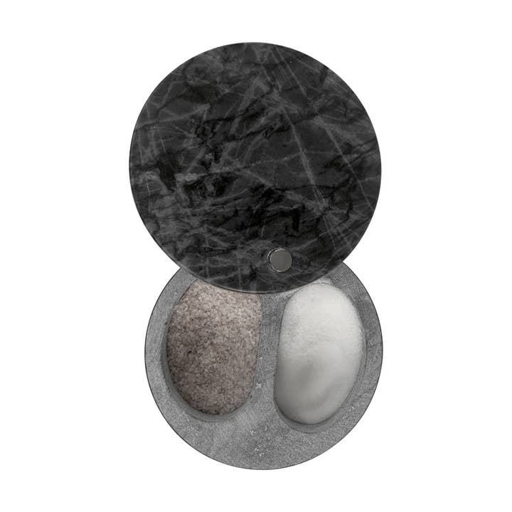 Fox Run Brands - Wholesale Salt Mill - Fox Run Black Marble Double Salt Cellar, 4” x 4” x 2.5”