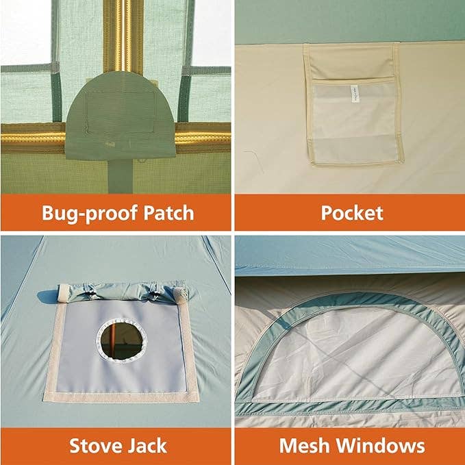 Trend Tents Inc - Wholesale Tent - Waterproof Pea Green Canvas Bell Tent with Stove Jack