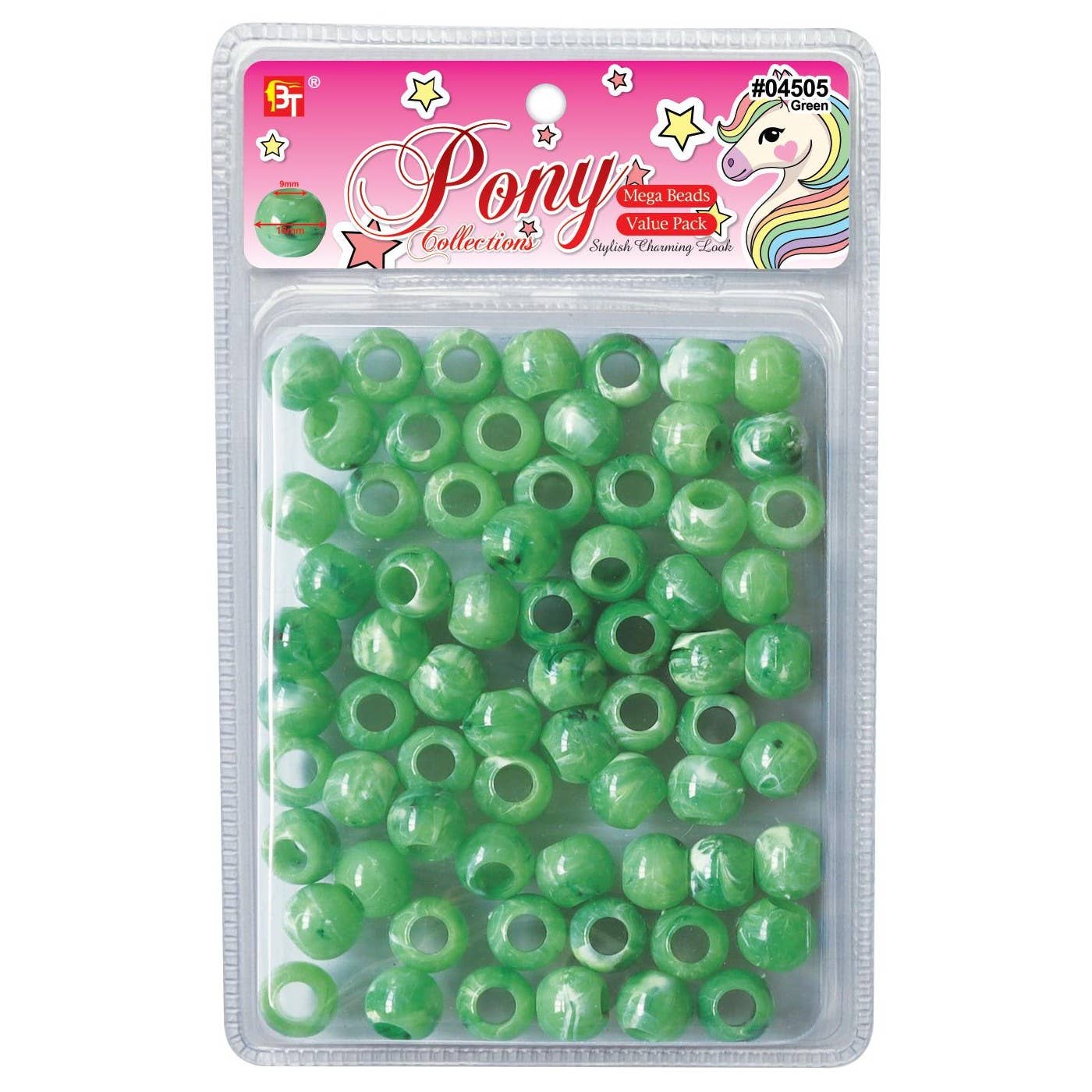 KT Supply - Wholesale Retailer Display - Jewelry - Marble Mega Round Beads Value Pack Green0