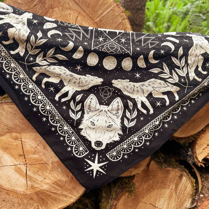 Myth and Milagro - Wholesale Bandana - Unisex - Wolf Cotton Bandana1