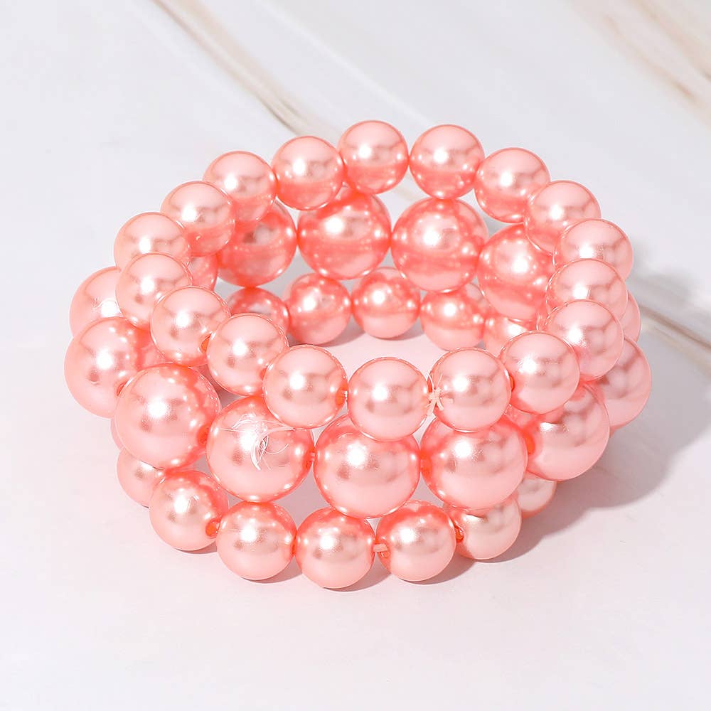 Sensibling Corp. – wholesale Beaded bracelet – 3PCS - Pearl Beaded Stretch Multi Layered Bracelets8