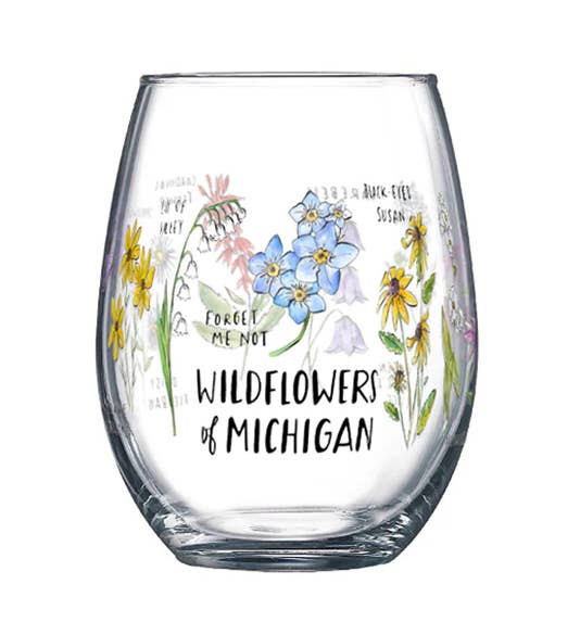 City Bird – wholesale Wine glass – Wildflowers of Michigan Wine Glass