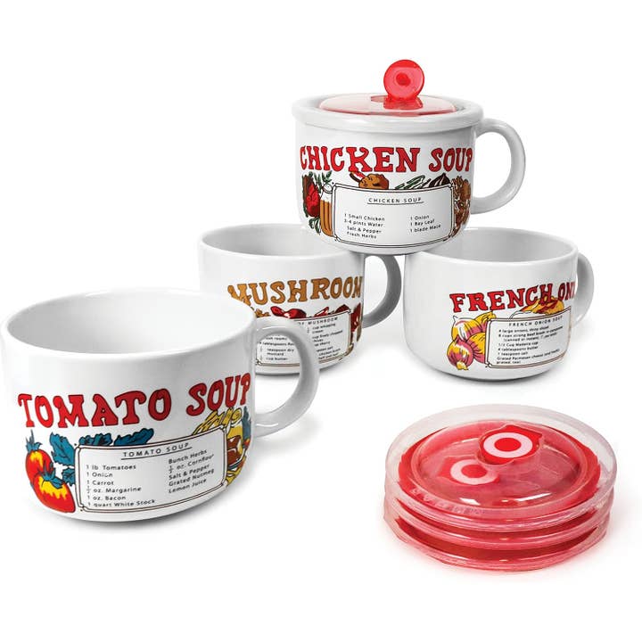 27 Oz Retro Soup Mug Bowls - Assorted for wholesale by Upper Midland Products