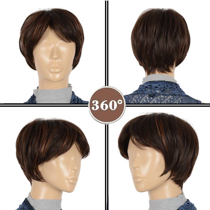 AK Brand - Wholesale Hair Extensions - 11" Short Layered Pixie Cut Wig for Women with Bangs7