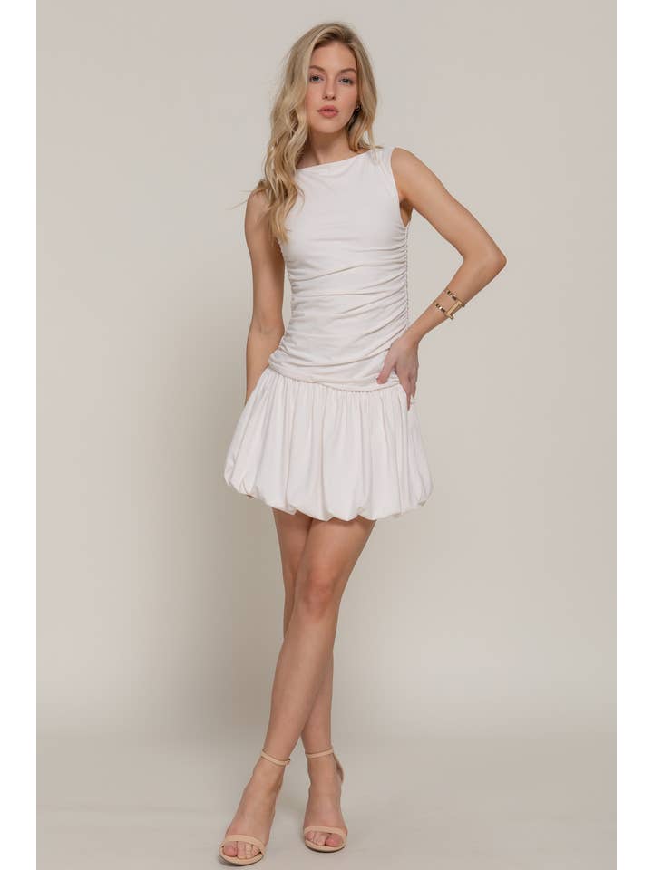 Active Basic | Active USA - Wholesale Dress - Women's - Sleeveless Boat Neck Voluminous Mini Dress3