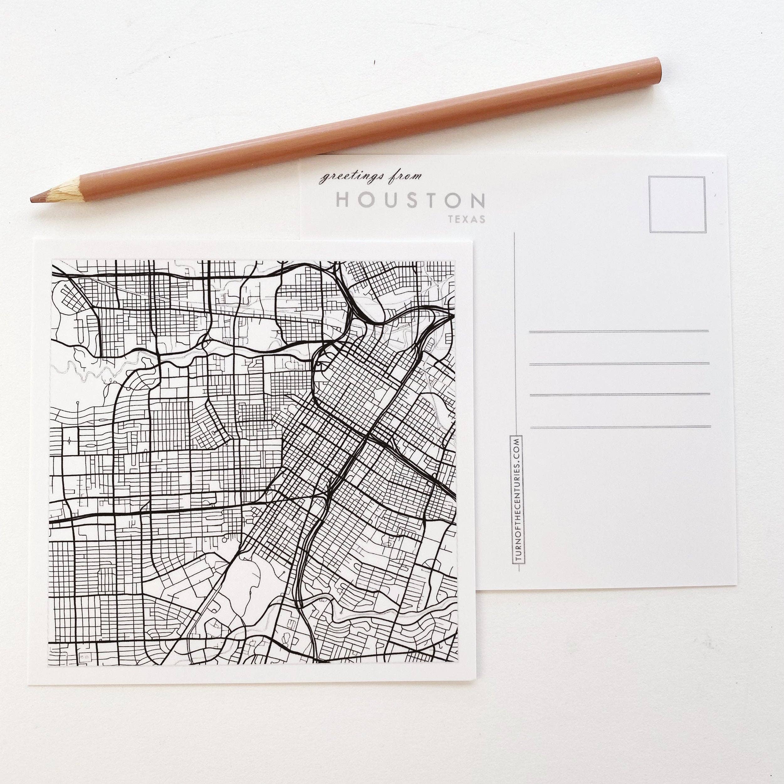 Turn-of-the-Centuries - Wholesale Postcard - HOUSTON Texas Map Postcard2