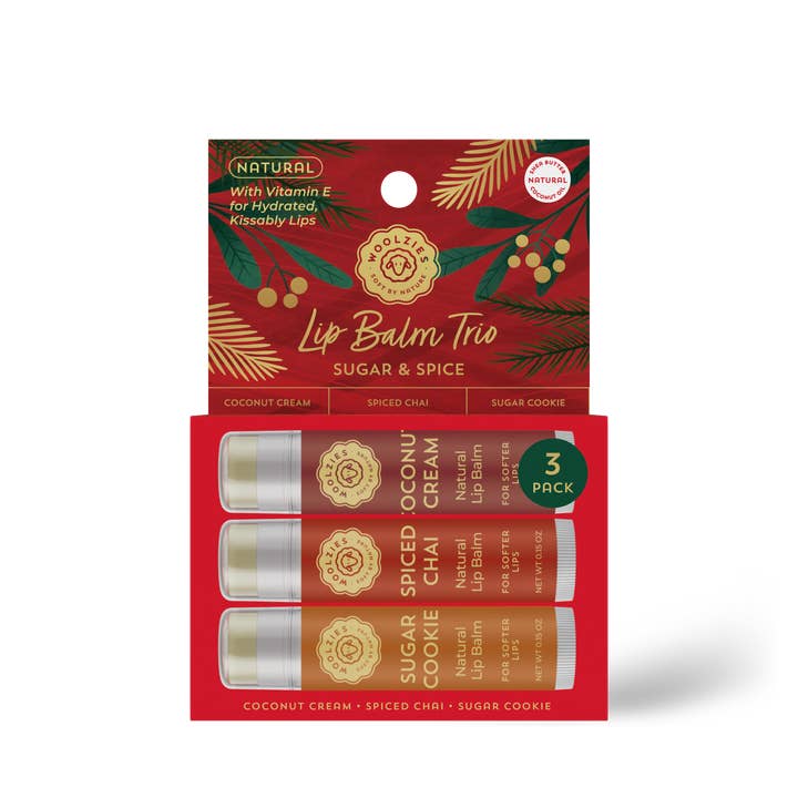 Woolzies - Wholesale Lip Balm Set - Natural Shea Butter Lip Balm Trio – Sugar & Spice2