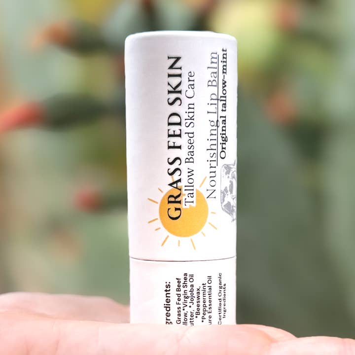 Nourishing Tallow Lip Balm for wholesale by Grass Fed Skin