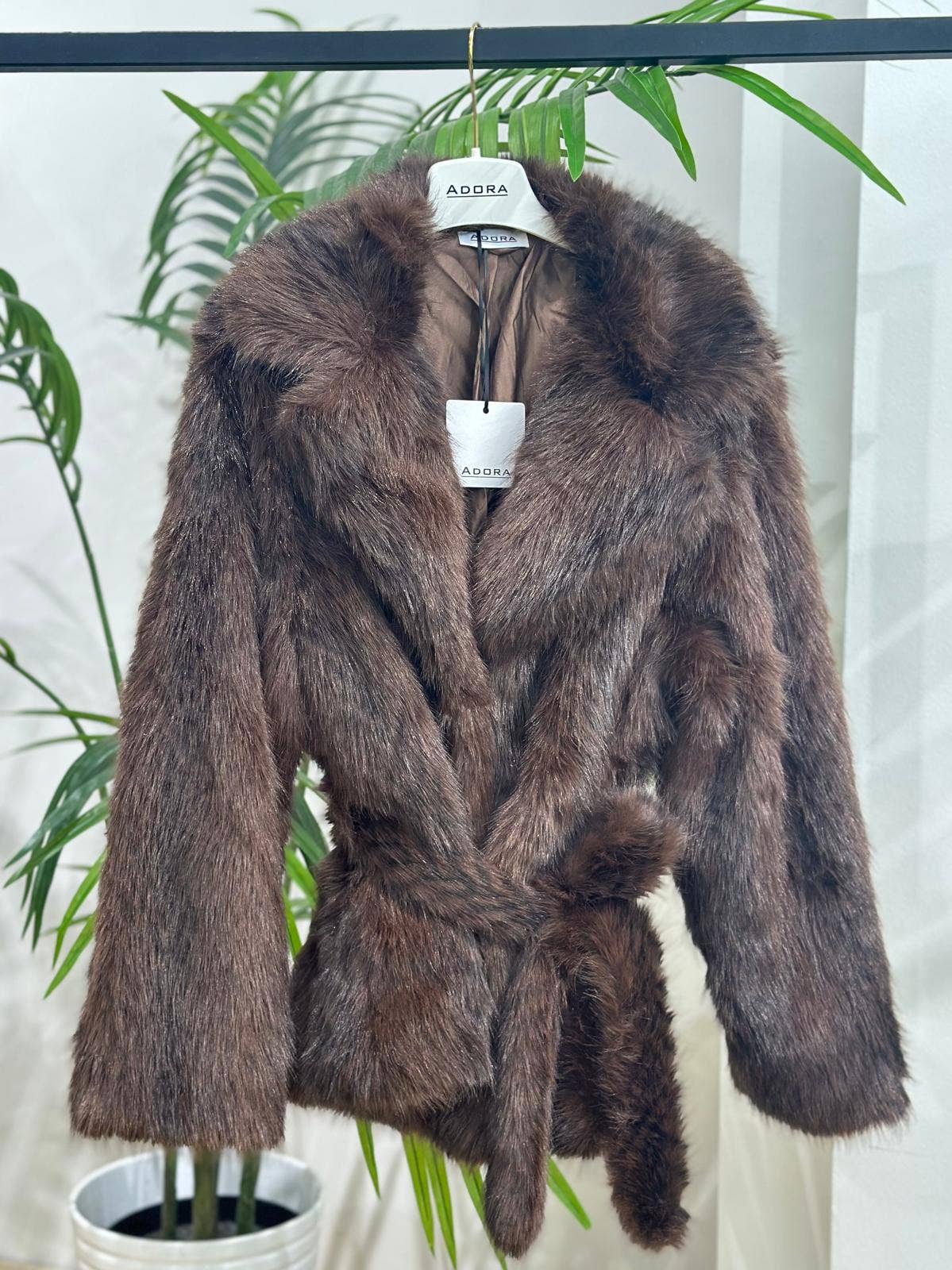 ADORA - Wholesale Fur/Faux Fur Coat - Women's - Eco fur jacket with sash2