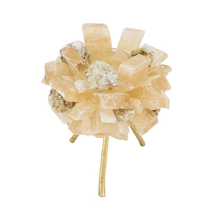 Portavelas de Calcita y Mica Radiante Tierra para venta al por mayor de Saro Lifestyle