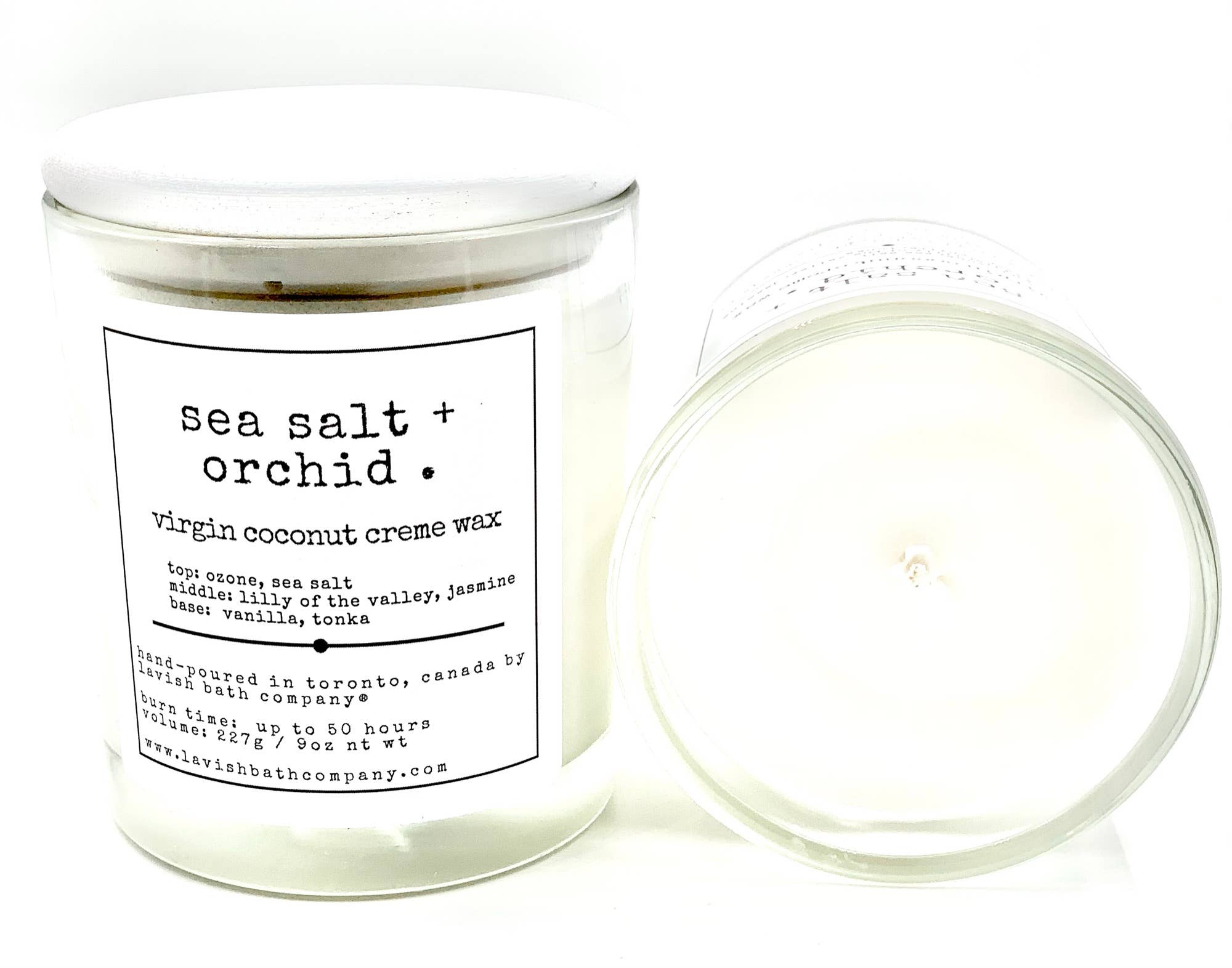 Lavish Bath Company – wholesale Jar/filled candle – SEA SALT + ORCHID - Virgin Coconut Crème Wax Candle-0