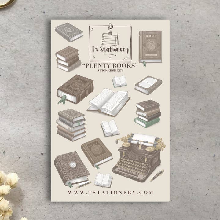 Foglio di adesivi 'Plenty Books' per la vendita all'ingrosso da parte di T's Stationery